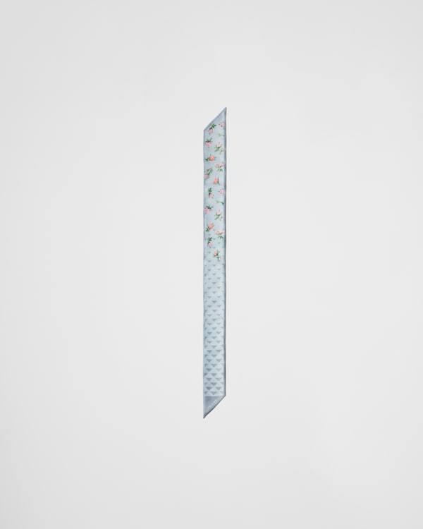 プリントシルクツイル スキニースカーフ - パールグレー プリントシルクツイル スキニースカーフ - パールグレー