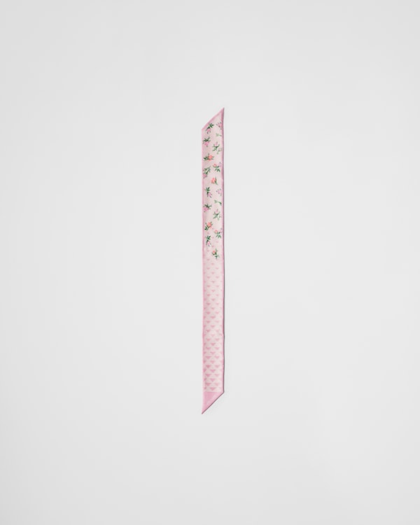 プリントシルクツイル スキニースカーフ - ピンク プリントシルクツイル スキニースカーフ - ピンク