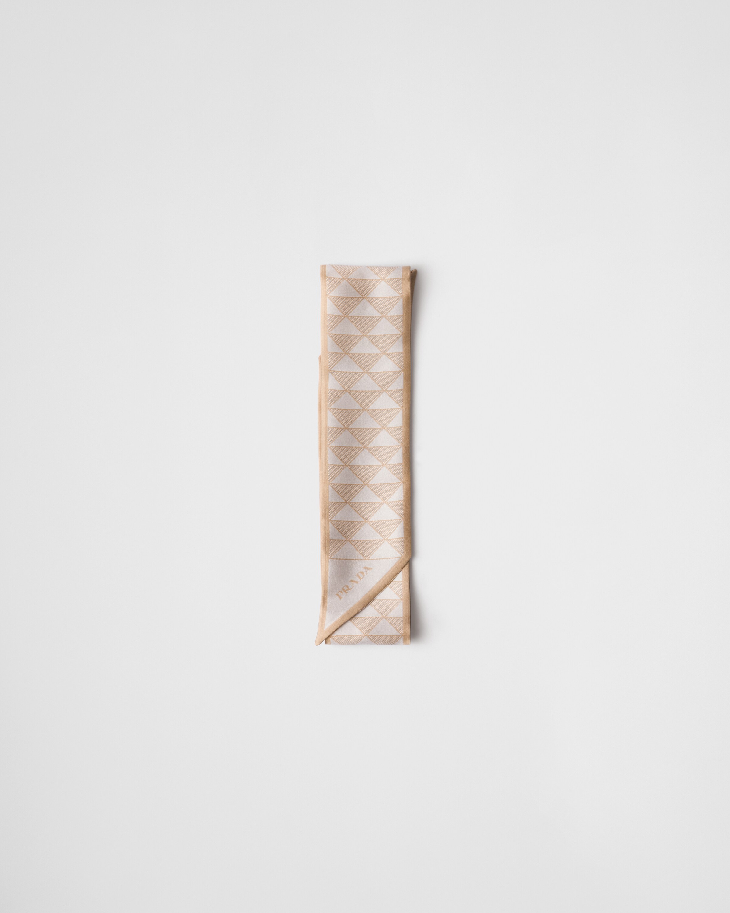Prada Corbata De Seda Jacquard, Mujer, Beige Cámel/blanco Tiza