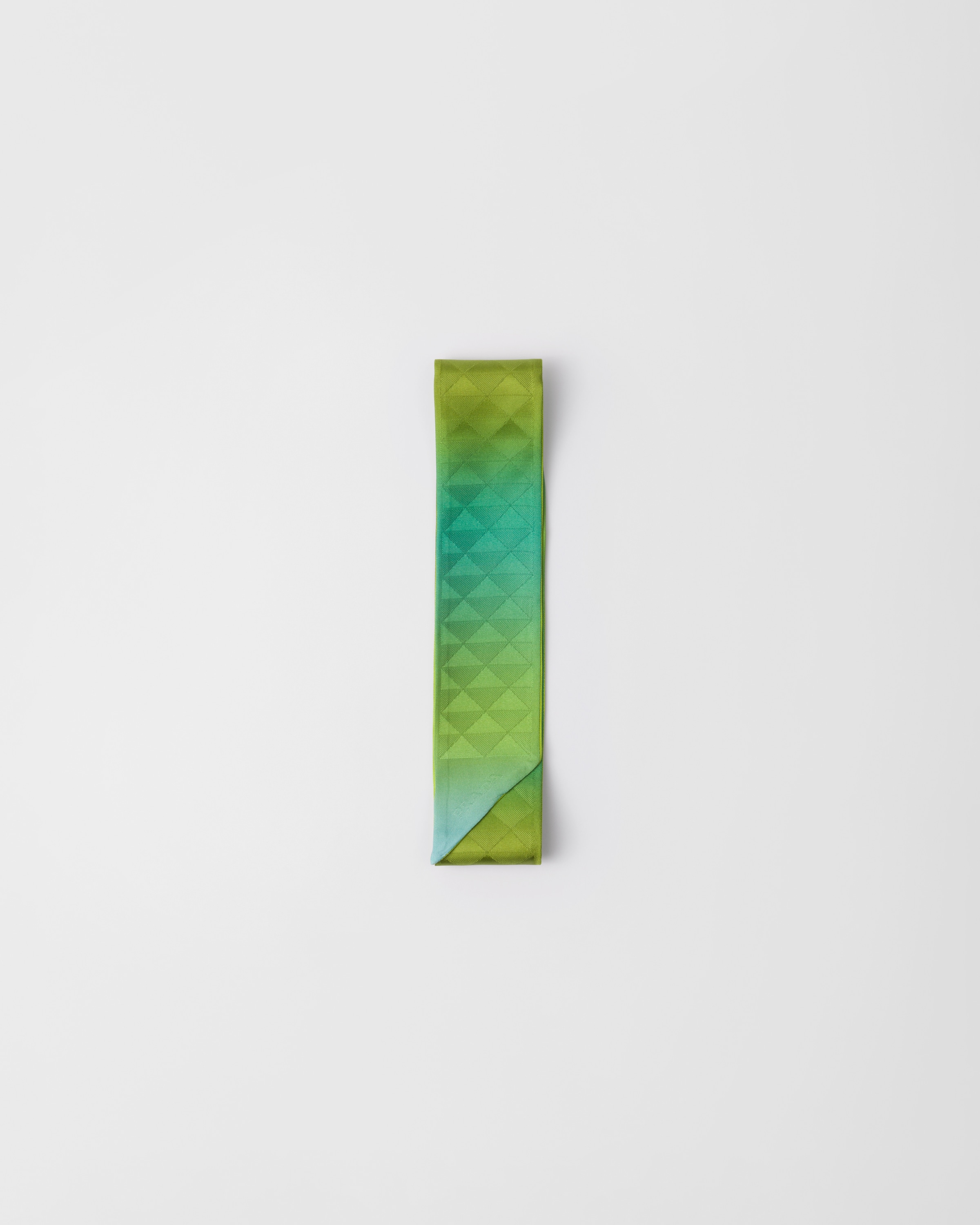 Shop Prada Printed Silk Twill Skinny Scarf In Lime Green