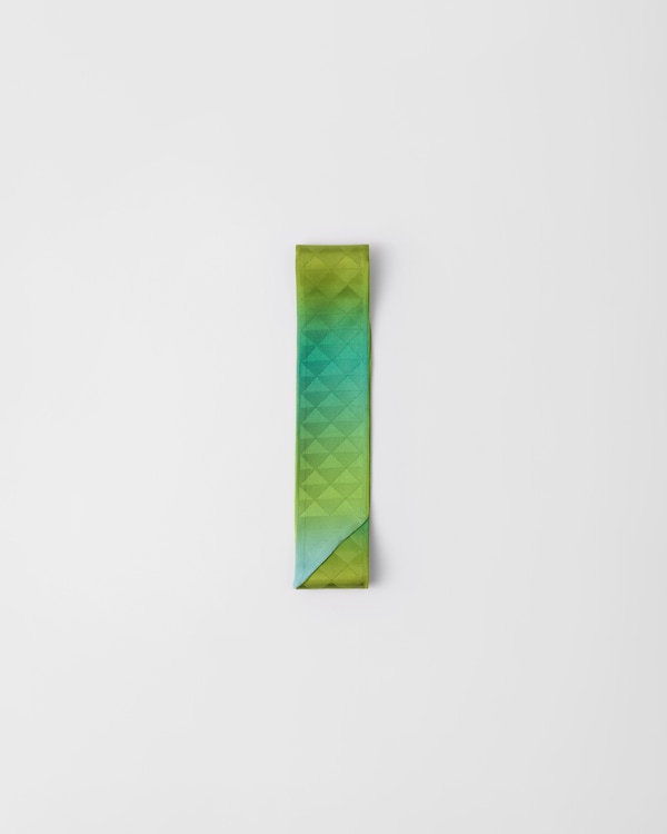 Lime Green Printed silk twill skinny scarf | PRADA