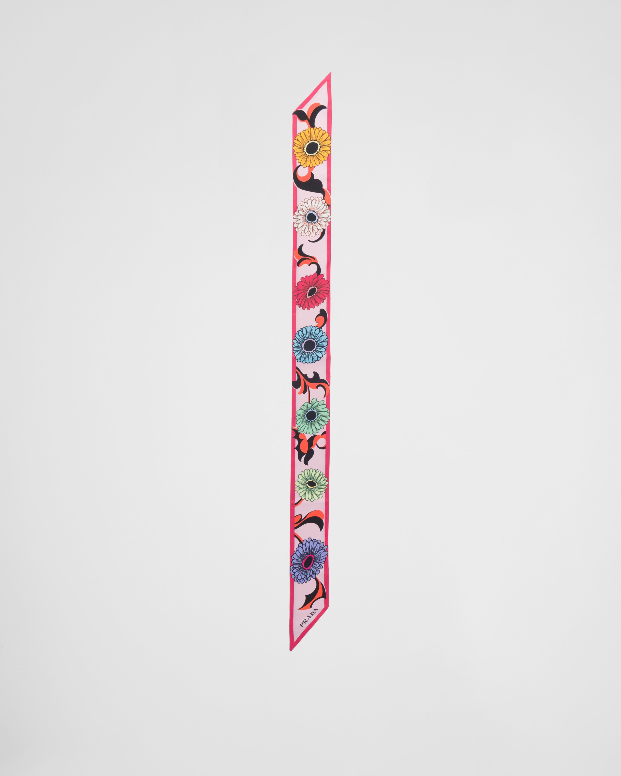 Alabaster Pink Printed Silk Twill Tie | PRADA