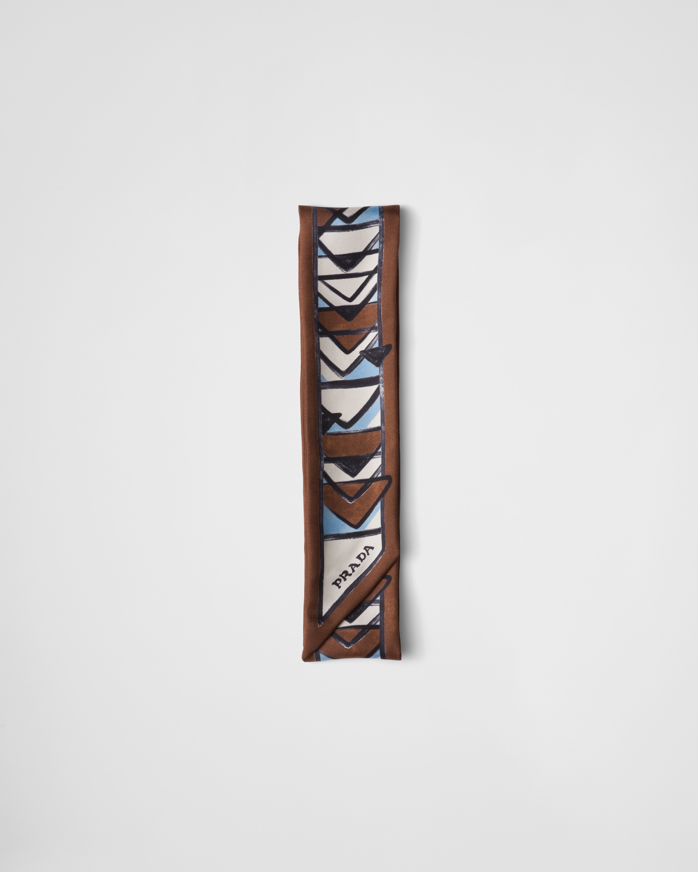 Prada Printed Twill Skinny Scarf In Multi