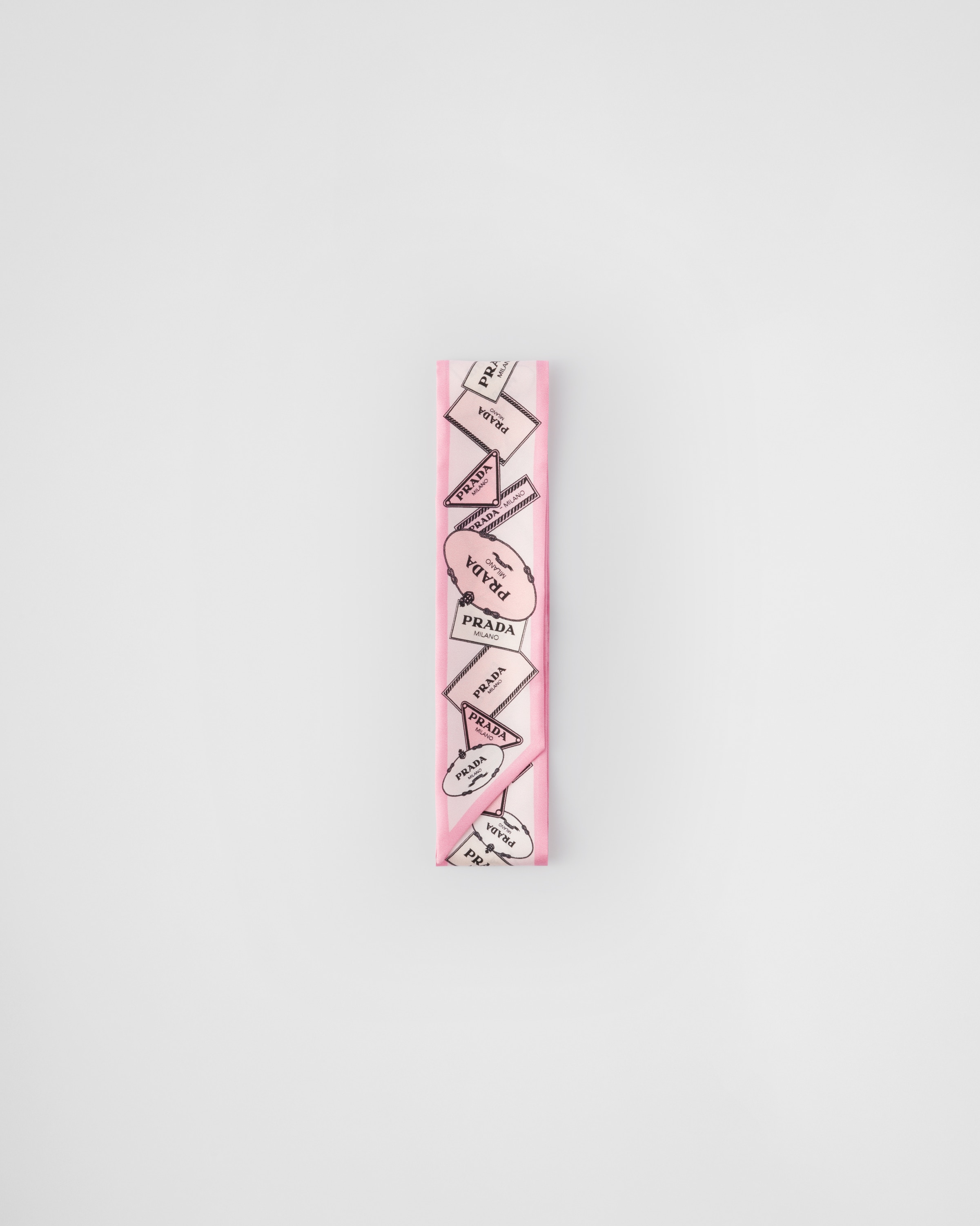 Prada Printed Silk Twill Skinny Scarf In Pink