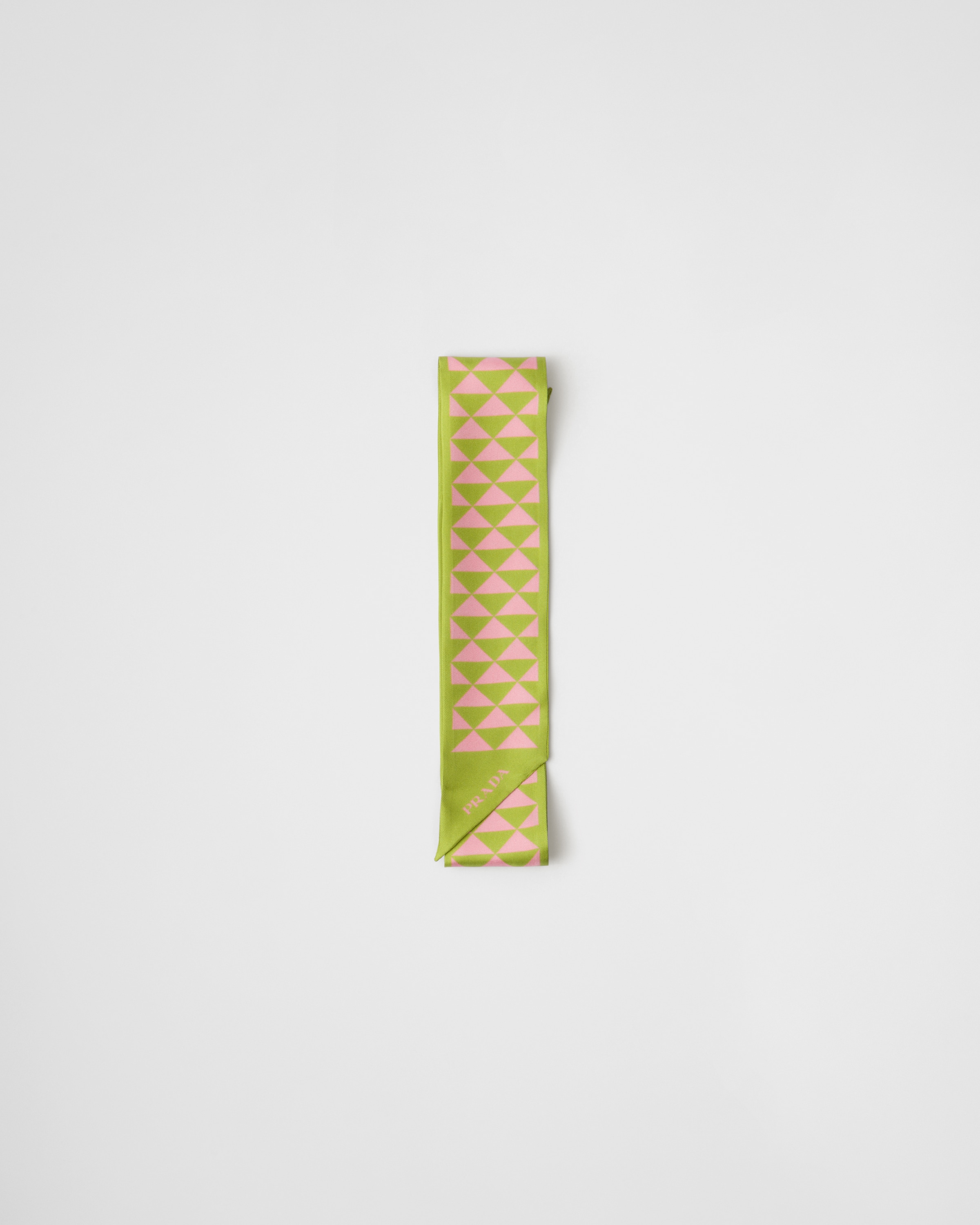Prada Printed Silk Twill Scarf In Lawn Green/petal Pink