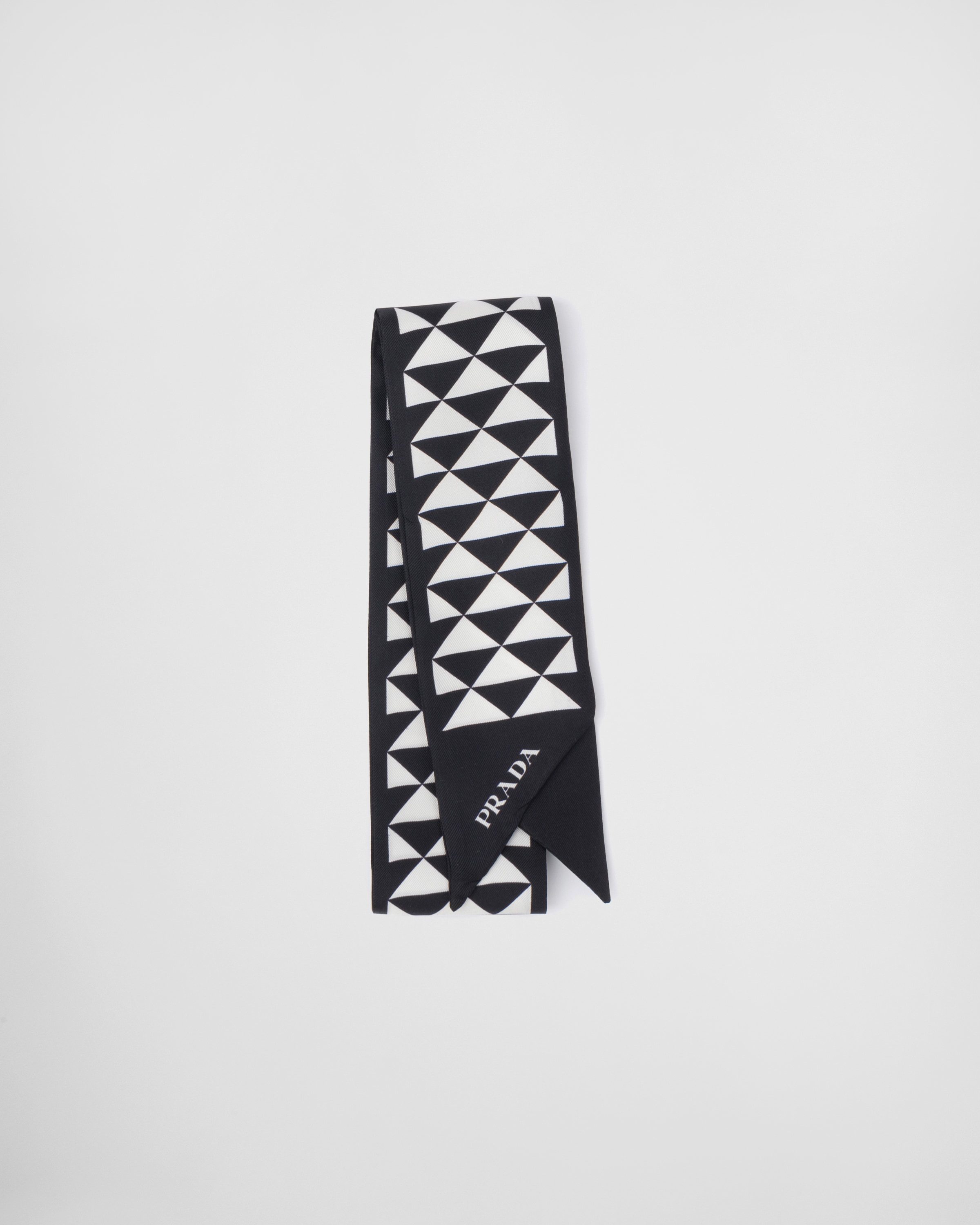 Prada Corbata De Seda Estampada, Mujer, Negro/blanco