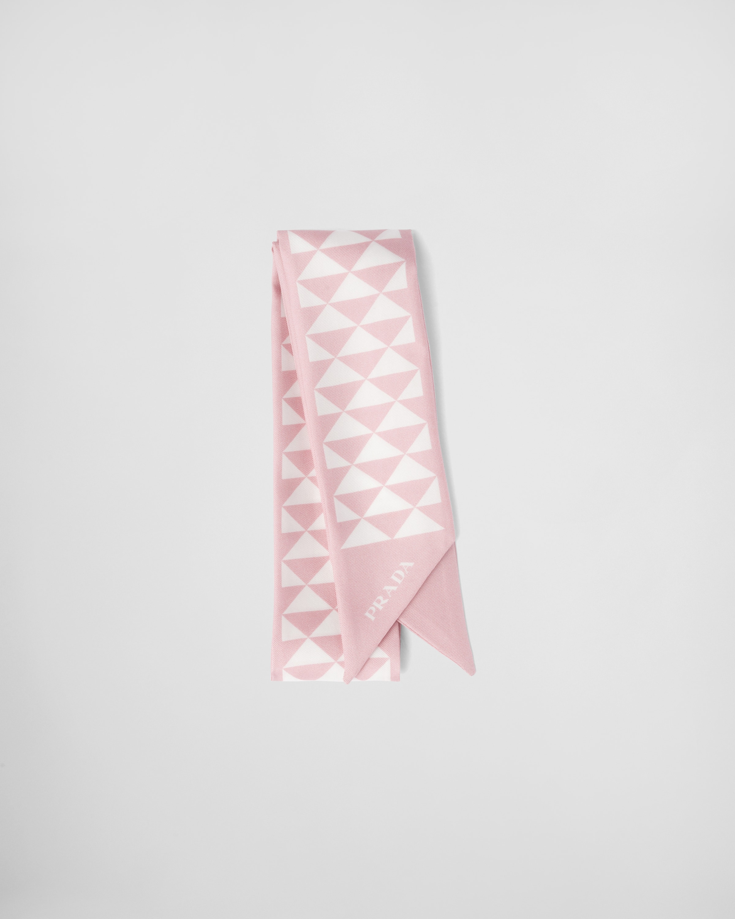 Prada Corbata De Seda Estampada, Mujer, Alabastro Blanco/blanco