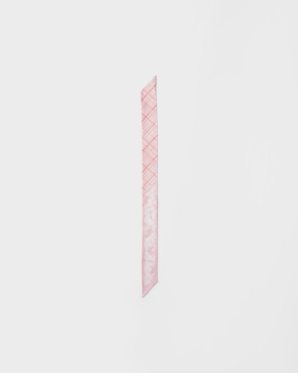 Schmaler Schal aus bedrucktem Seidentwill - Alabaster/Talk Schmaler Schal aus bedrucktem Seidentwill - Alabaster/Talk