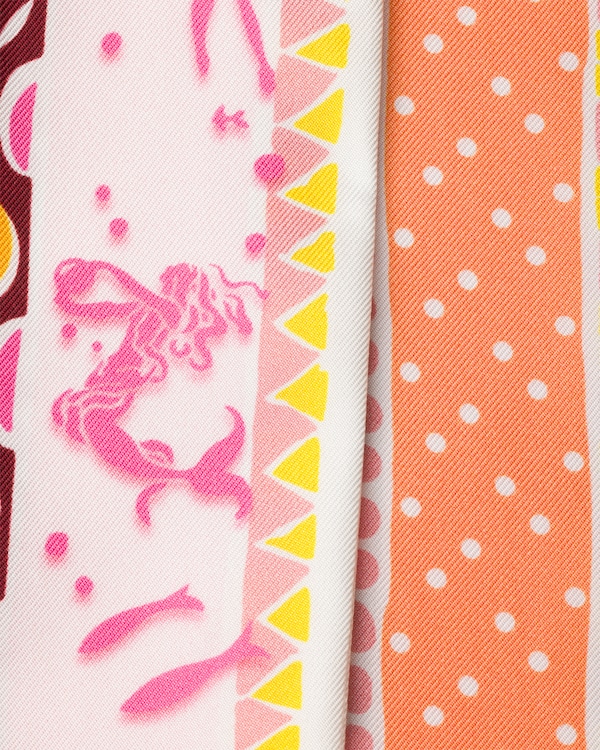 Printed silk twill skinny scarf - Amber/Powder Pink Printed silk twill skinny scarf - Amber/Powder Pink