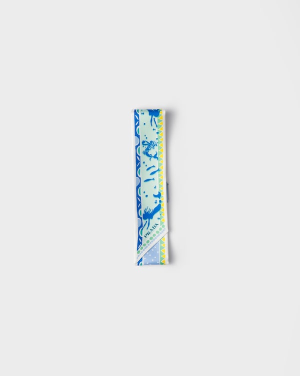 Foulard fin en sergé de soie imprimé - Bleu astral/Aigue-marine Foulard fin en sergé de soie imprimé - Bleu astral/Aigue-marine