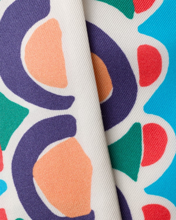 Printed silk twill skinny scarf - Sea Blue Printed silk twill skinny scarf - Sea Blue