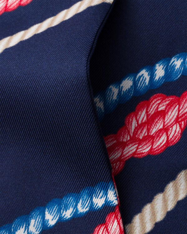 Printed silk twill skinny scarf - Navy Printed silk twill skinny scarf - Navy