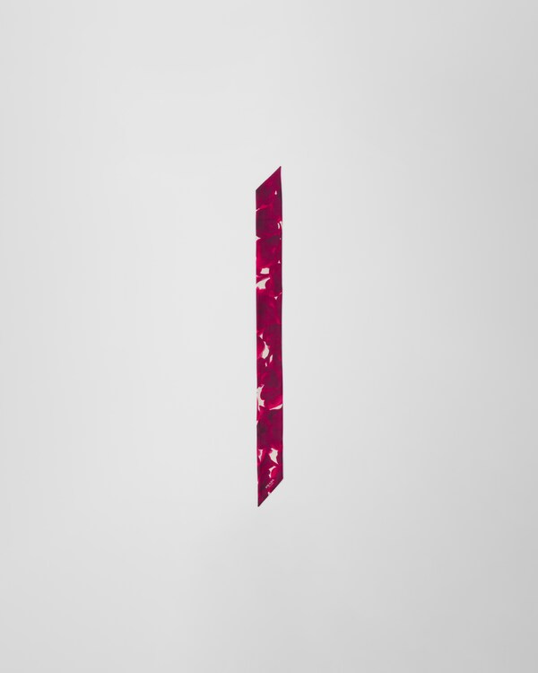 Printed silk shantung skinny scarf Printed silk shantung skinny scarf