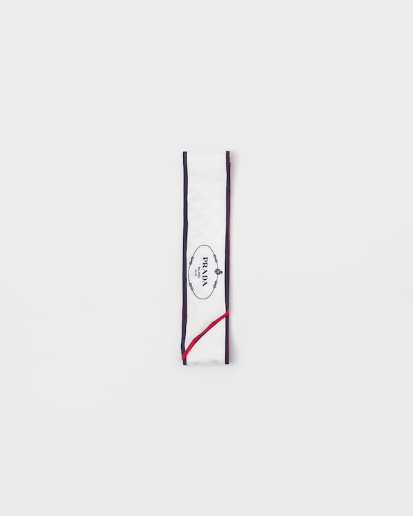 Alabaster Pink Printed silk twill skinny tie | PRADA