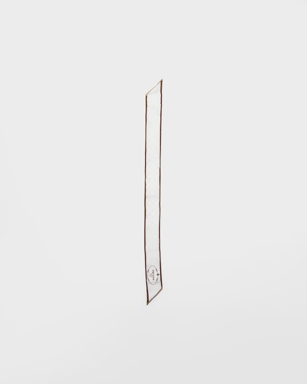 Printed silk twill jacquard skinny scarf - Chalk White/Camel Printed silk twill jacquard skinny scarf - Chalk White/Camel