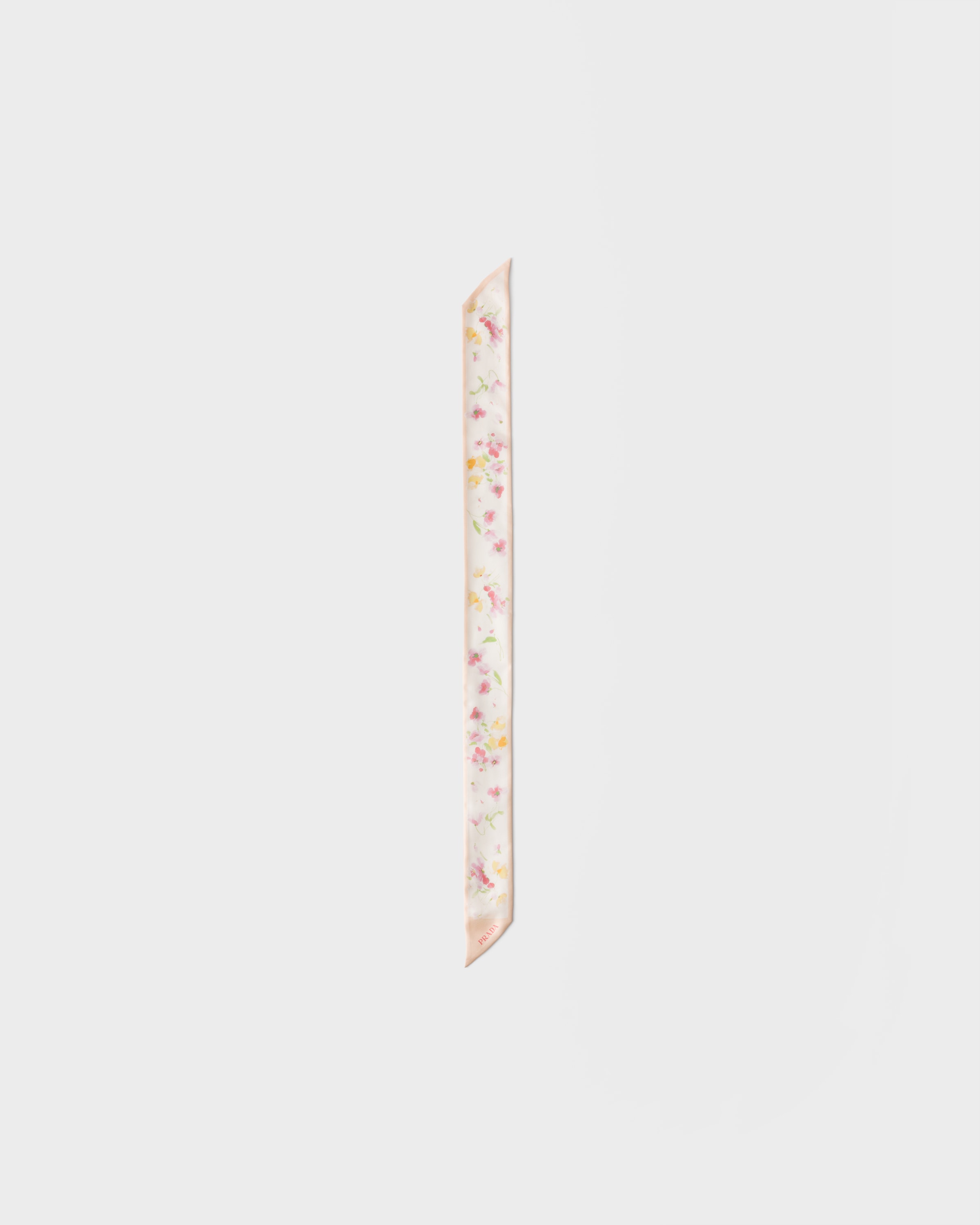 Printed silk twill skinny scarf