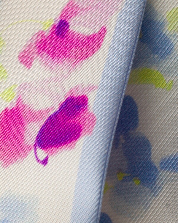 Printed silk twill skinny scarf - Fuchsia/Astral Blue Printed silk twill skinny scarf - Fuchsia/Astral Blue