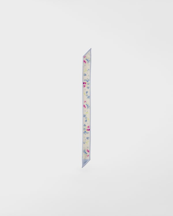 Printed silk twill skinny scarf - Fuchsia/Astral Blue Printed silk twill skinny scarf - Fuchsia/Astral Blue