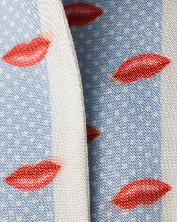 Printed silk twill skinny scarf - Light Blue Printed silk twill skinny scarf - Light Blue