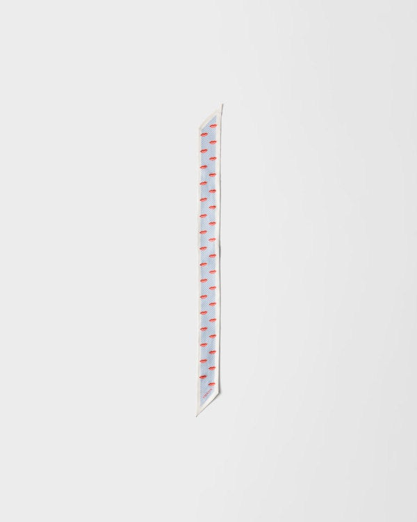 Printed silk twill skinny scarf - Light Blue Printed silk twill skinny scarf - Light Blue