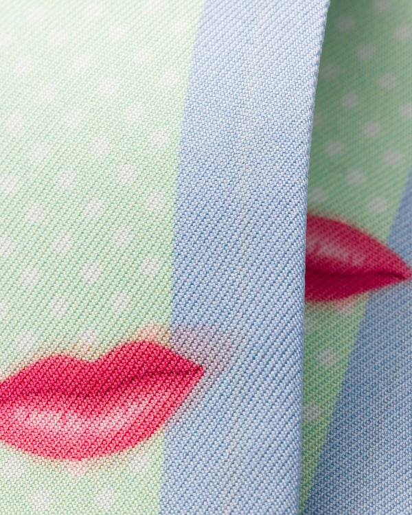 Schmaler Schal aus bedrucktem Seidentwill - Aqua Schmaler Schal aus bedrucktem Seidentwill - Aqua