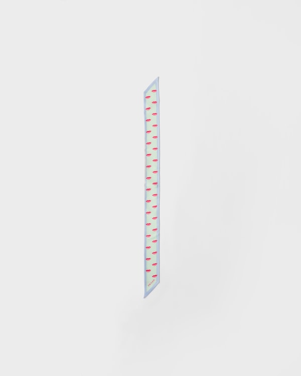 Schmaler Schal aus bedrucktem Seidentwill - Aqua Schmaler Schal aus bedrucktem Seidentwill - Aqua