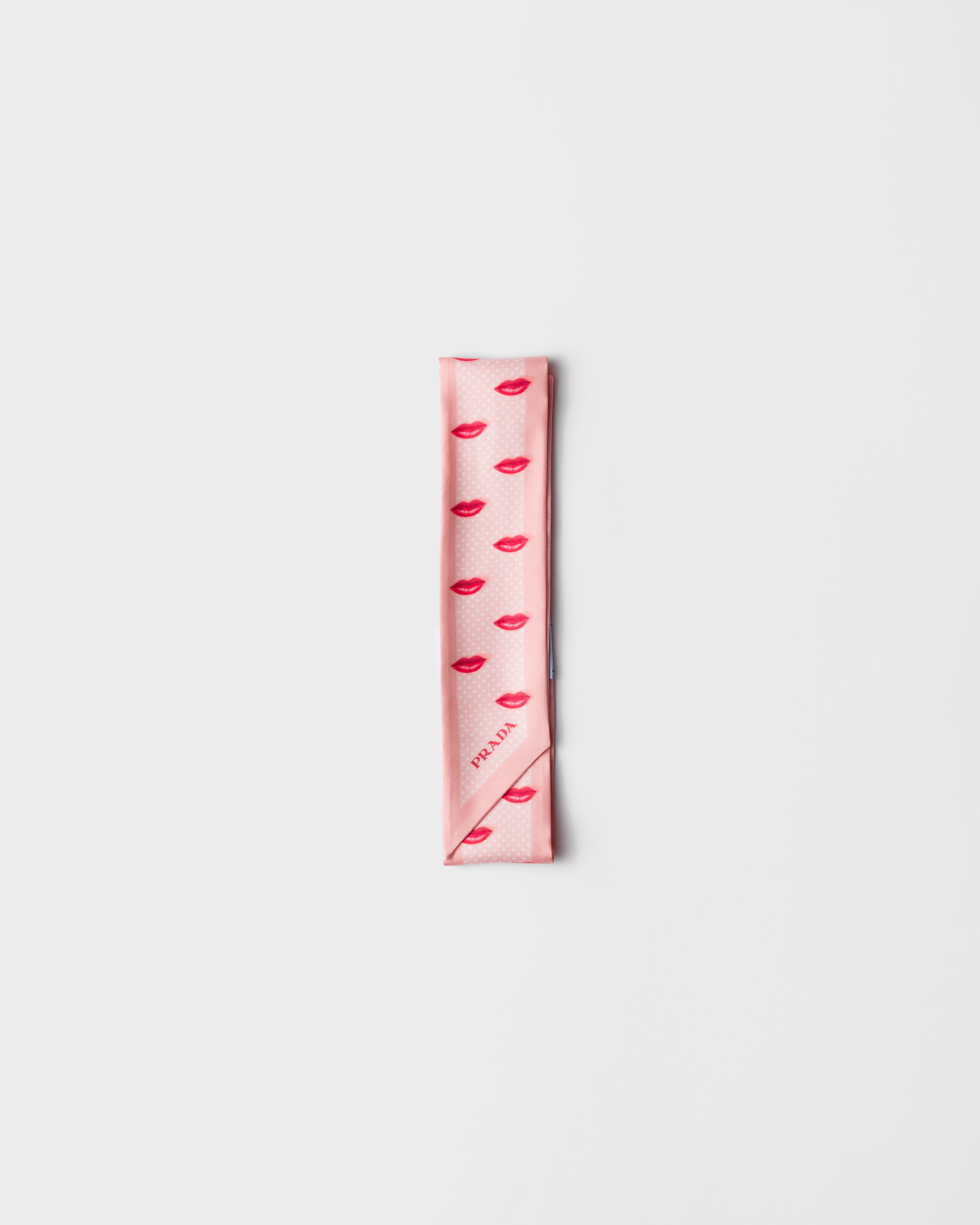 ピンク プリントシルクツイル スキニースカーフ | PRADA