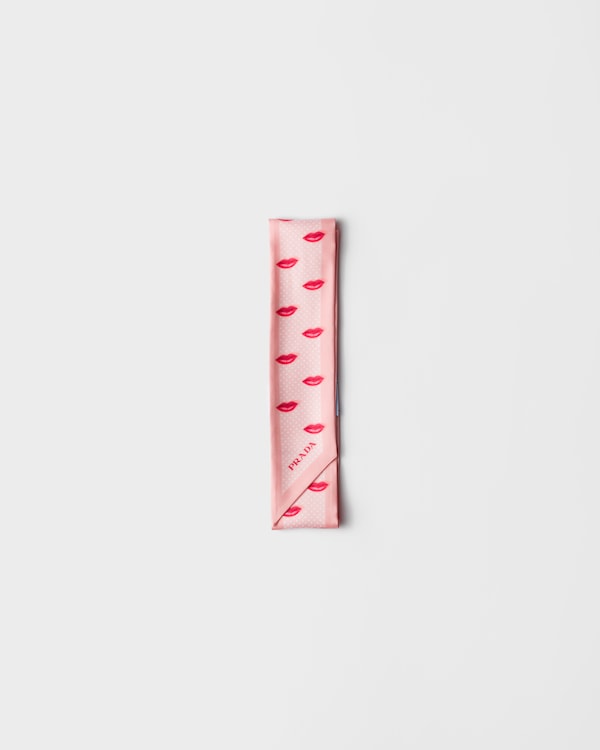 プリントシルクツイル スキニースカーフ - ピンク プリントシルクツイル スキニースカーフ - ピンク