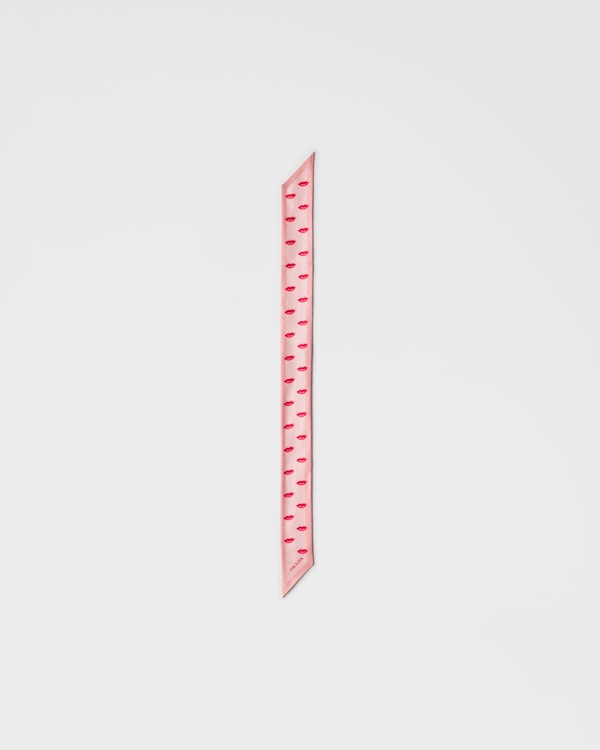 プリントシルクツイル スキニースカーフ - ピンク プリントシルクツイル スキニースカーフ - ピンク