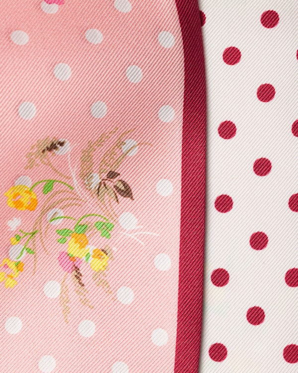 Printed silk twill skinny scarf - Pink/Sand Printed silk twill skinny scarf - Pink/Sand