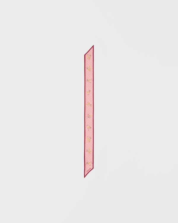 Printed silk twill skinny scarf - Pink/Sand Printed silk twill skinny scarf - Pink/Sand