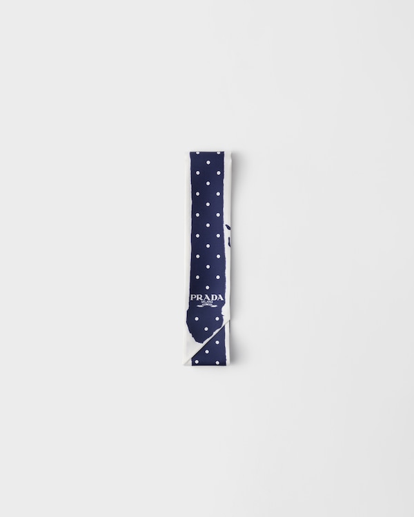 Schmaler Schal aus bedrucktem Twill - Weiss/Blau Schmaler Schal aus bedrucktem Twill - Weiss/Blau