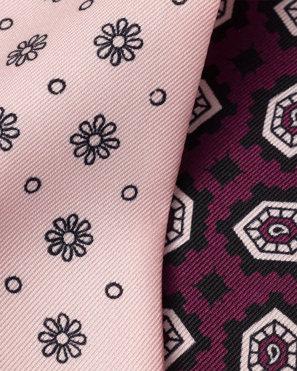 Printed silk twill skinny scarf - Bermellón/Rosa Printed silk twill skinny scarf - Bermellón/Rosa