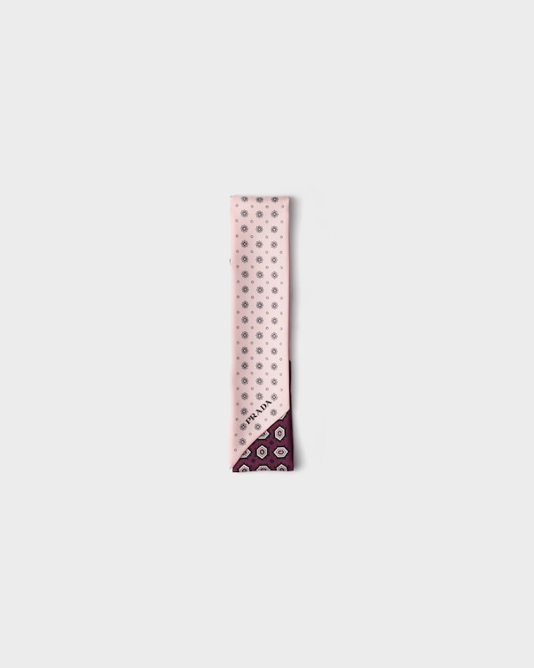 Printed silk twill skinny scarf - Bermellón/Rosa Printed silk twill skinny scarf - Bermellón/Rosa