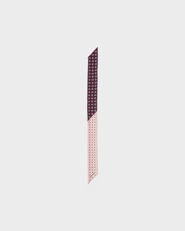 Printed silk twill skinny scarf - Bermellón/Rosa Printed silk twill skinny scarf - Bermellón/Rosa