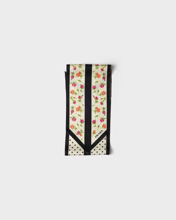 Printed silk twill ribbon - 아이보리 Printed silk twill ribbon - 아이보리