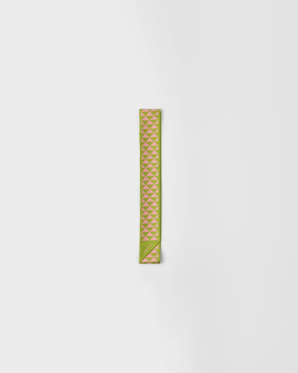 Lawn Green/Petal Pink Printed silk tie | PRADA