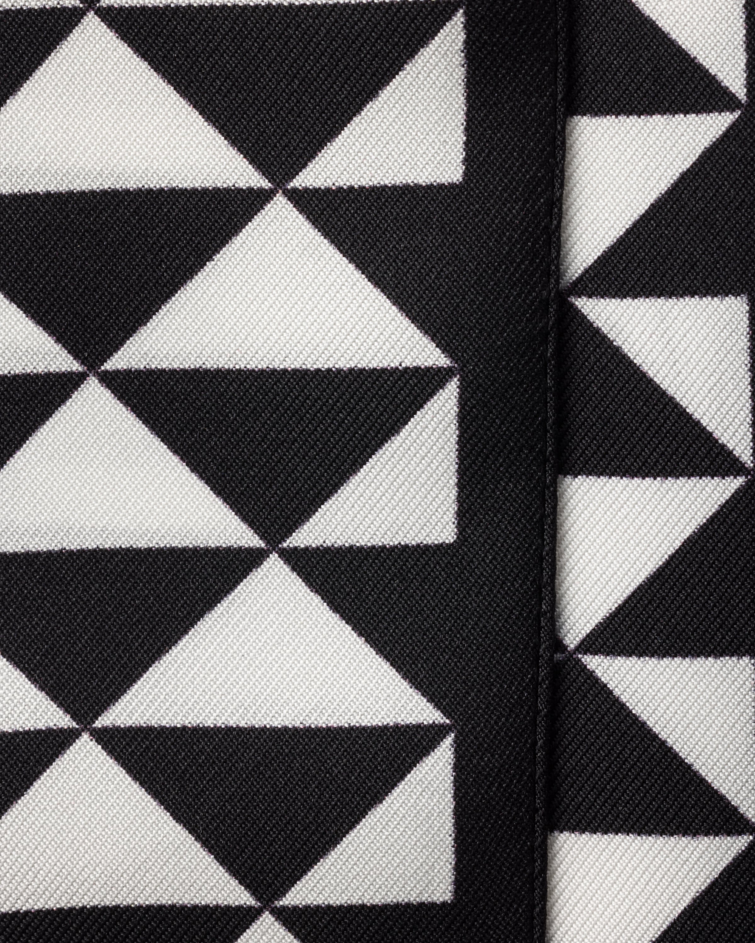 Black/white Printed Silk Twill Skinny Scarf | PRADA