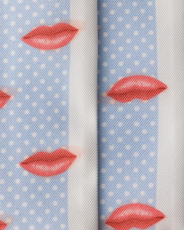 プリントシルクツイル スキニースカーフ - ライトブルー プリントシルクツイル スキニースカーフ - ライトブルー