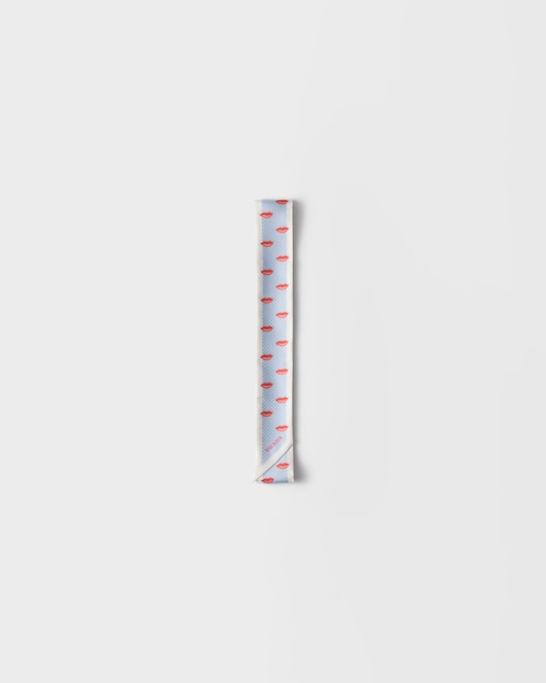 プリントシルクツイル スキニースカーフ - ライトブルー プリントシルクツイル スキニースカーフ - ライトブルー