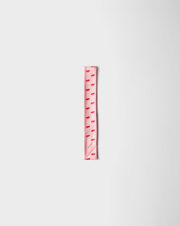 プリントシルクツイル スキニースカーフ - ピンク プリントシルクツイル スキニースカーフ - ピンク