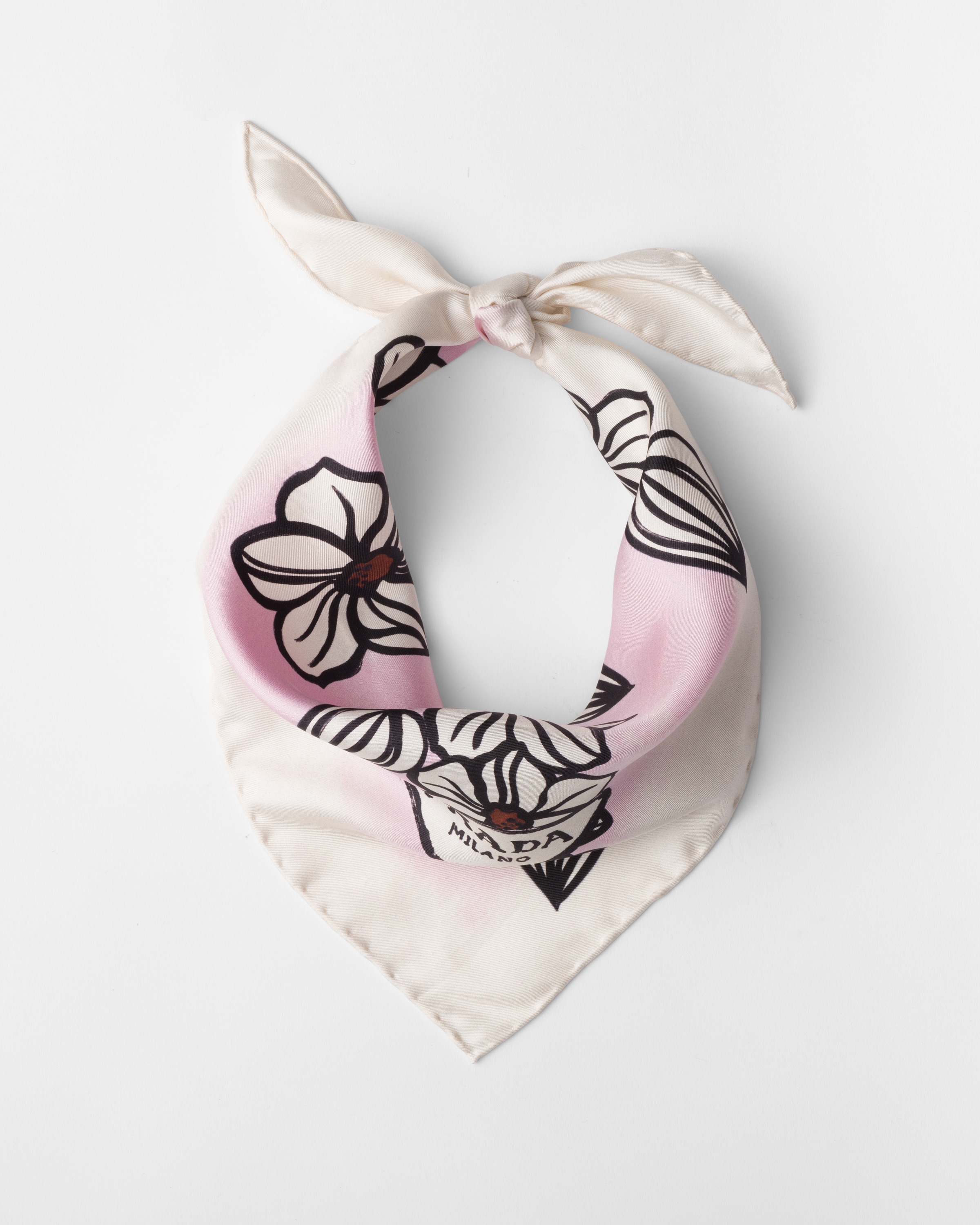 Prada Printed Twill Scarf In Pink