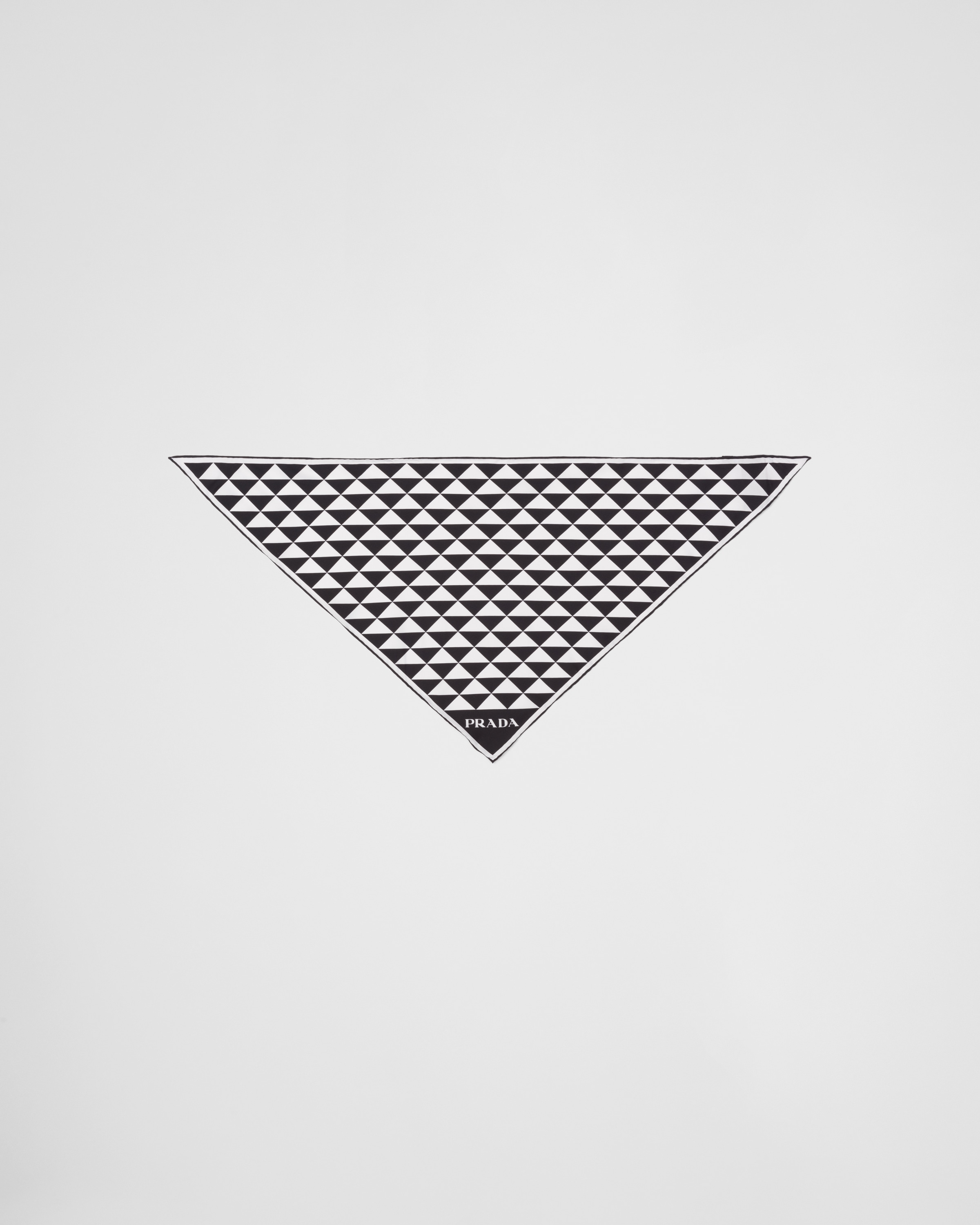 Black/white Printed Silk Twill Scarf | PRADA
