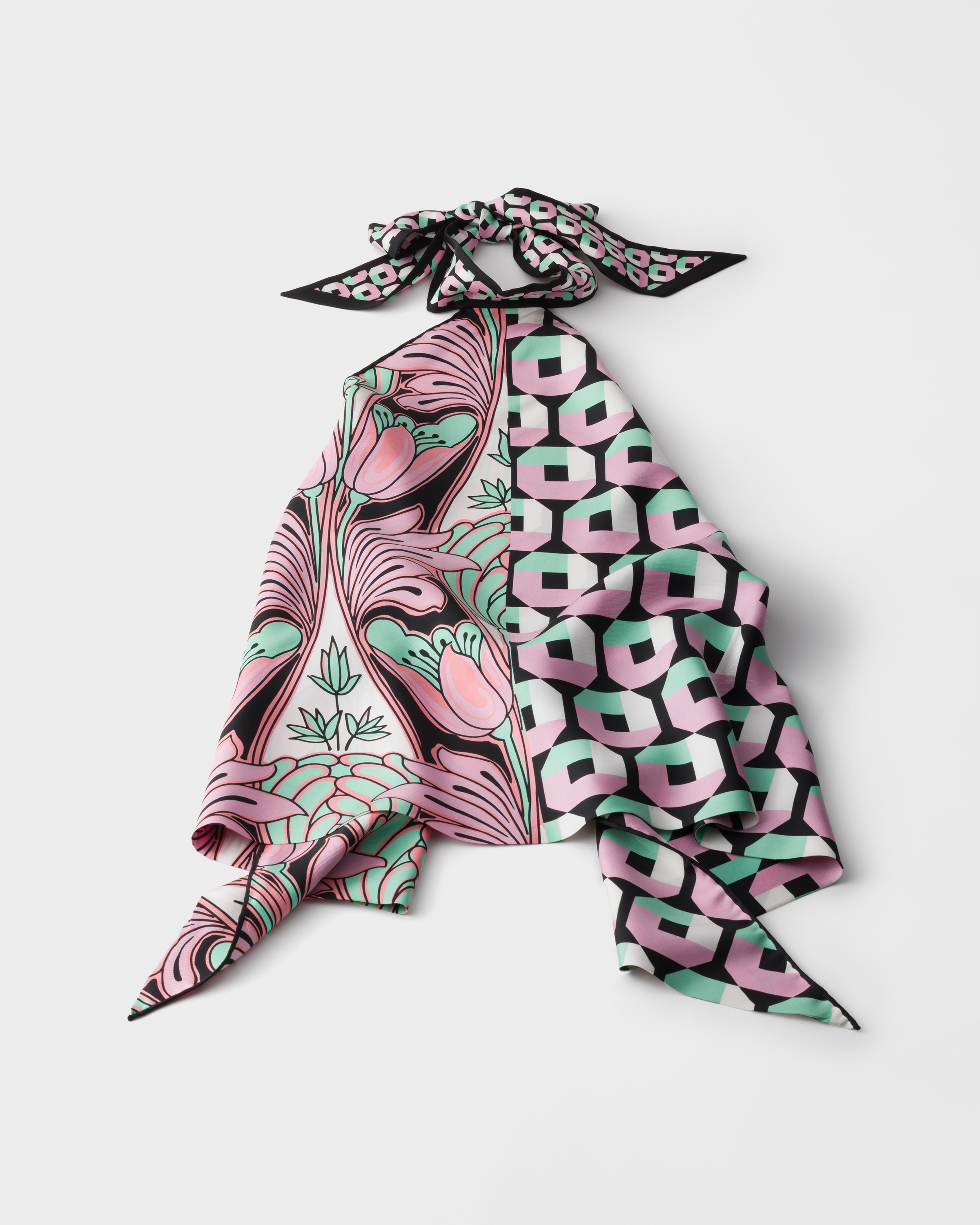 Mint/Petalus Printed silk twill top | PRADA - United States