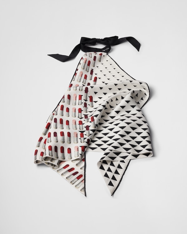 Printed silk twill halter top Printed silk twill halter top