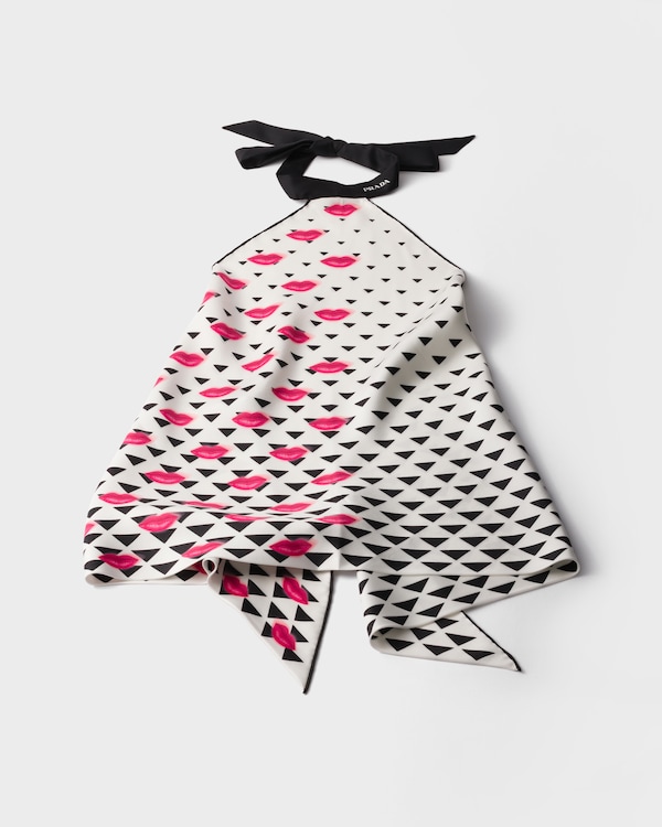 Printed silk twill top - Black/White Printed silk twill top - Black/White