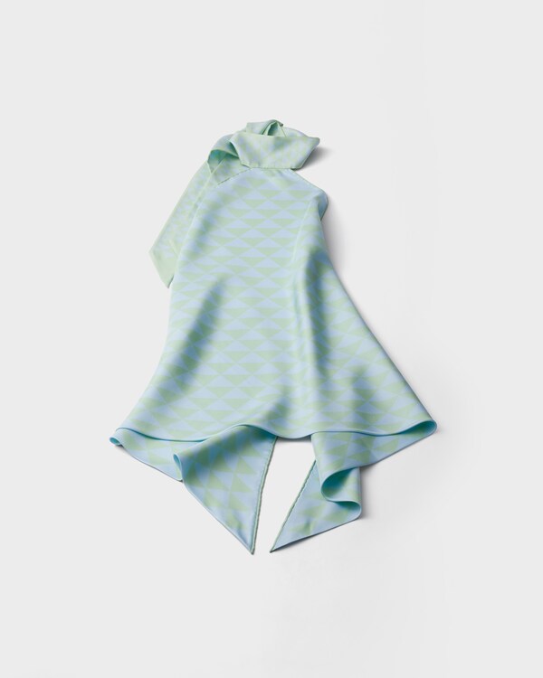 Printed silk twill halter top - Aqua/Crystal Printed silk twill halter top - Aqua/Crystal