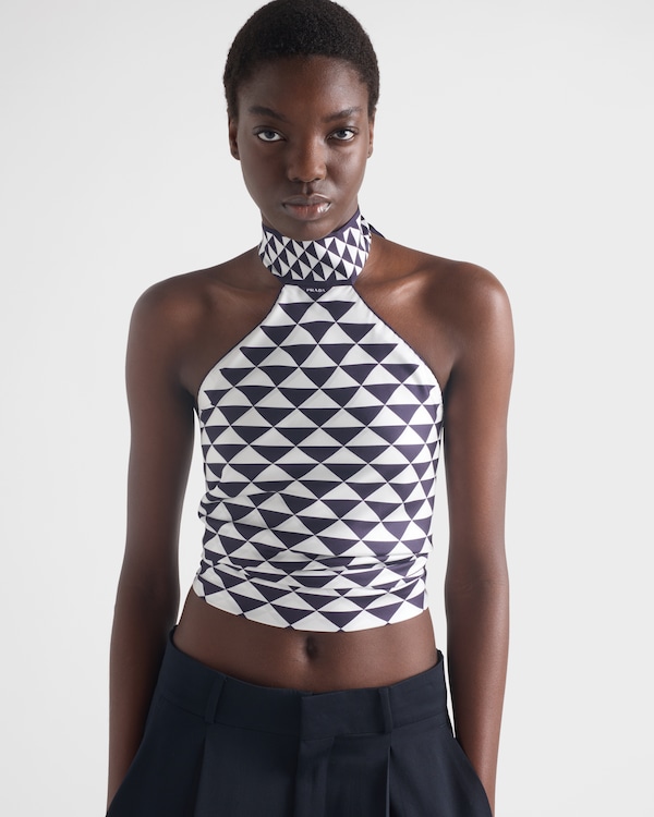 Printed silk twill halter top Printed silk twill halter top
