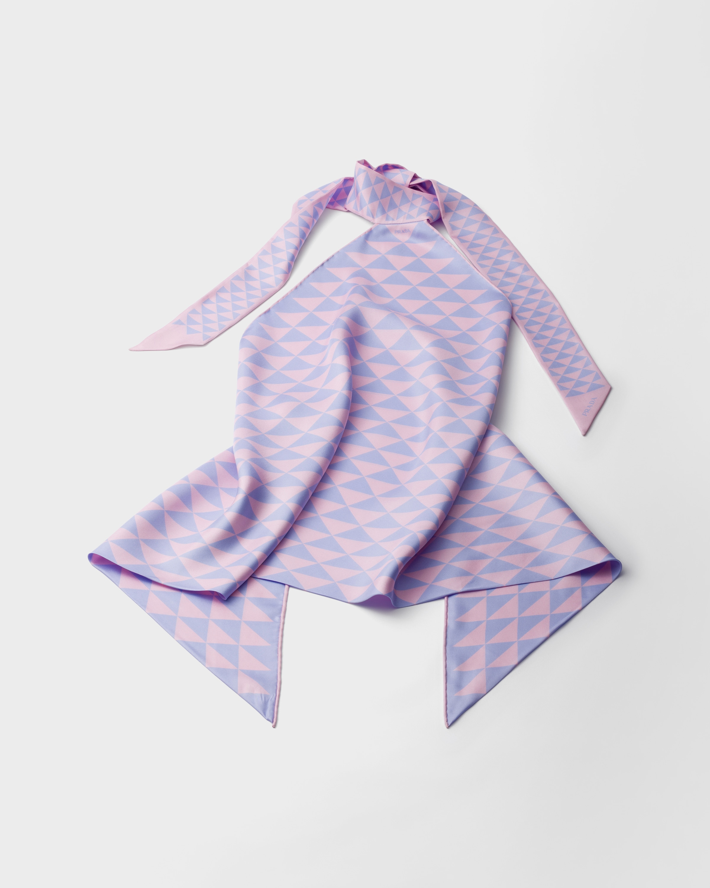 Petal/wisteria Printed Silk Twill Halter Top | PRADA - United States