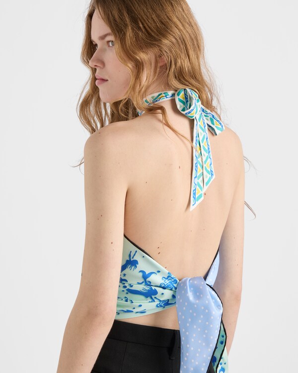 Printed silk twill top - Astral Blue/Aquamarine Printed silk twill top - Astral Blue/Aquamarine